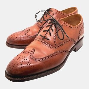 Meermin Dress Shoes Mens 9 Tan Leather Brogue Wingtip Derby Goodyear Welt